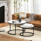 HOMCOM - Tables gigognes rondes 31 po avec plateau effet marbre - blanc - Paquet de 2-Elles peuvent être utilisées séparément, ensemble ou imbriquées pour économiser de l'espace lorsqu'elles ne sont pas utilisées