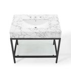 Modway - Kingsley Acier inoxydable noir de 36" Vanette de salle de bain - Noir Blanc-Assemblée requise