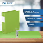 Davis Group Super économie, Reliure à anneaux ronds 2 po, paquet de 6 – Vert Lime-Polypropylène sans PVC