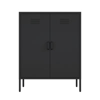 Manhattan Comfort - Buffet d’appoint moderne Naomi 31,5 po - Noir-Armoire d’appoint moderne en métal parfaite pour le rangement et l’organisation