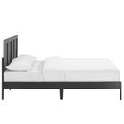 Modway - Sirocco Rotin et bois Lit plateforme Queen, Noir-Tête de lit à hauteur ajustable