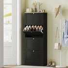 HOMCOM - Armoire à chaussures avec 4 tiroirs basculants et étagères réglables - noir-Étagères réglables à deux niveaux pour accueillir différentes tailles de chaussures 