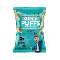 Vitali-T - Super Puffs Bouchées protéinées croustillantes - Sel et Vinaigre - 50 g - paquet de 24-Produit du Canada: Nos produits sont préparés localement afin de garantir la meilleure qualité. 