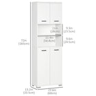 Kleankin - Armoire de rangement haute pour salle de bain avec portes et placards - blanc-Matériau : Panneau de particules 