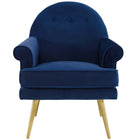 Modway - Revive Accent de boutons touffés Performance Velvet Fauteuil - Marine-Rembourrage en mousse dense