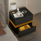 HOMCOM - Table de chevet avec station de recharge et lumière LED - noir-La surface recouverte de mélamine est lisse et facile à nettoyer 