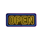 Futech - Panneau ouvert à LED - 24 po L x 10,5 po H - Jaune/Bleu-Panneau robuste en PVC noir avec néon jaune et bleu.