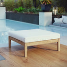 Modway - Bayport Terrasse extérieure Teck Ottoman in Blanc naturel-Construction en teck massif