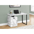 Monarch Specialties - 7762 Bureau 48 po L - Blanc Marbre Orientation Gauche Ou Droite-L'unite de rangement peuvent être installés sur le côté gauche ou droit au choix ; Fini de tous les côtés pour un placement flexible partout dans un bureau à domicile