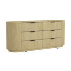 Manhattan Comfort - Olivia commode double moderne 181,1 cm - chêne naturel et noir-Conçu avec du bois massif lisse, des coins arrondis et une silhouette minimaliste pour un attrait à la fois moderne et classique