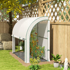 Outsunny - Serre adossée 10 pi x 3 pi x 5 pi avec barrière anti-mauvaises herbes, blanc- La barrière anti-mauvaises herbes contrôle les mauvaises herbes, laisse passer l'air et préserve l'humidité du sol

