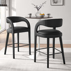 Modway - Pinnacle Cuir végane Tabouret de bar - Noir noir - Ensemble de 2-Rembourrage en mousse dense