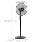 HOMCOM - Ventilateur sur pied 51 po H avec tête inclinée et minuterie pour chambre - noir-Minuterie de 18 heures permettant de programmer le cycle de refroidissement tout en économisant de l'énergie 