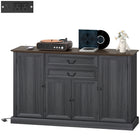 HOMCOM - Buffet de style ferme 57,9 po L avec station de charge - grain de bois noir-Deux tiroirs et trois placards permettent de ranger tasses, snacks, couverts et plus encore de manière ordonnée 