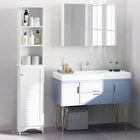 HOMCOM - Armoire de salle de bain haute avec étagères réglables - blanc-Idéal pour votre salle de bain, salon ou bureau 