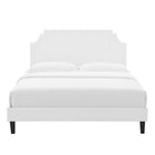 Modway - Sienna Performance Velvet Lit de plateforme King, Blanc-Pieds en bois noir avec capuchons sans marque