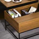 HOMCOM - Table basse à plateau relevable avec compartiment de rangement caché - teck-Matériau : panneau de particules, métal