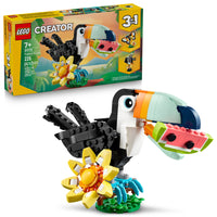 LEGO - Creator Les animaux sauvages : le toucan tropical-L’ensemble LEGO permet aux enfants de 7 ans et plus de construire et reconstruire 3 figurines d’animaux différentes
