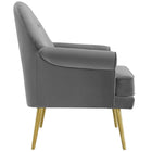 Modway - Revive Accent de boutons touffés Performance Velvet Fauteuil - Gris-Pieds en acier inoxydable doré