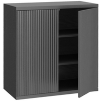HOMCOM - Buffet strié 30,7 po avec porte à ouverture par pression - noir gris vieilli-La finition noire grise vieillie moderne ajoute une touche d'élégance à tout espace de vie