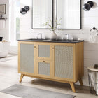 Modway - Soma 48" Meuble de salle de bain à double lavabo - Noir de chêne-Poignées de porte en métal