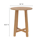Modway - Wellspring 36 po Terrasse extérieure Bois de teck Bar Table, Naturel-Plateau à lattes