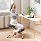 HOMCOM - Chaise ergonomique à posture agenouillée avec roues - gris foncé-Équipé de coussins de 2,8 po (7 cm) et d’un repose-genoux intégré pour un confort supérieur 