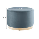 Modway - Tilden Grand velours rond de performance de 23" Rembourré Ottoman - Cadet Blue Natural-Tissu résistant aux taches