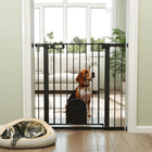 PawHut - Barrière pour Animaux Extra Large 30"-41" avec Petite Porte - 35"H - Noir-Livrée avec un bloc de verrouillage inférieur, ce qui améliore la stabilité