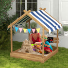 Outsunny - Bac à sable d’extérieur avec couvercle pour jardin - brun-Conception en forme de petite maison et aire de jeu encourageant le jeu imaginatif 