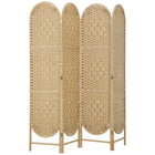 HOMCOM - Paravent autoportant tissé à 4 panneaux avec haut arqué pour chambre - bois naturel-Le design tissé à la main crée de magnifiques motifs lumineux et offre une semi-intimité douce  
