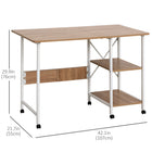 HOMCOM - Bureau pliant avec étagères de rangement - 42,1 po L x 21,7 po l x 29,9 po H - naturel-Étagère de rangement en bas pour gagner de la place