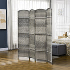 HOMCOM - Séparateur de pièce autoportant 4 panneaux tressé à la main pour bureau à domicile ou chambre - gris mélangé-Design léger pour un déplacement aisé  
