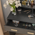 HOMCOM - Coiffeuse avec miroir et lumières - 40,9 po L x 15,7 po l x 55,1 po H - noir-Fabriqué en panneaux de particules solides et MDF avec finition mélaminée 
