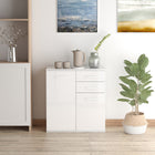 HOMCOM - Buffet haute brillance 28 po L avec 2 tiroirs et 2 portes - blanc haute brillance-Espace de rangement avec 2 tiroirs et 2 armoires à portes 
