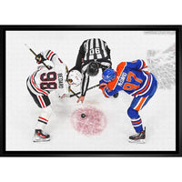 Connor Bedard and Connor McDavid 20x29 Blackhawks - Toile encadree - 22" x 31"-Impression sur toile de qualité supérieure avec bordures enveloppées