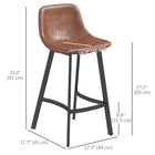 HOMCOM - Tabourets de bar industriels hauteur comptoir 27 po - brun - paquet de 2-Repose-pieds inférieur empêchant les jambes de pendre 

