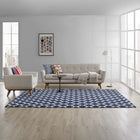 Modway - Lida Treillis marocain Tapis de comédie 8 pi l x 10 pi L - Marine et Ivoire-Tissage serré à poil bas