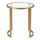 Hudson&Canal - Table d'appoint ron Mitera 20 po de largeur - Laiton-Dispose d'un plateau en verre trempé