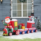 Outsunny - Train de Noël gonflable 8' Père Noël Bonhomme de neige Pingouin - Rouge-Comprend huit piquets, huit cordons coulissants et un sac de sable pour le garder ancré les nuits venteuses 