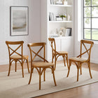Modway - Gear Fauteuil d’appoint de salle à manger Ensemble de 4 - Noyer-Aucune assemblée requise