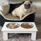 PawHut - Station d’alimentation et d’abreuvement double de luxe pour chien - blanc-Assemblage requis