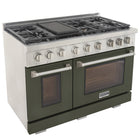 Kucht - 48 po Série KFX-X style professionnel au gaz propane - Acier inoxydable/Vert olive-Dimensions du produit 27,75 po L x 48 po L x 36 po H