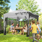 Outsunny - Tente auvent pliante 10 pi l x 10 pi L - Tente de réception d'extérieur avec moustiquaire et verrouillage central-Tissu Oxford 210D résistant au feu avec double revêtement argenté et PU pour une protection solaire UPF50+