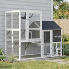 PawHut - Enclos extérieur pour chat Catio, 63 po L grande maison pour chat avec porte à 4 voies-La grande maison principale fermée offre un abri sécurisé contre les intempéries 
