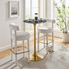 Modway - Lippa Rond de 28 po Faux marbre Bar Table, Or Noir-Socle métallique résistant aux éclats
