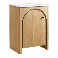 Modway - Appia 24" Vanette de salle de bain - Oak White-Charnières à fermeture douce