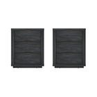 Manhattan Comfort - Ensemble de 2 tables de chevet modernes Evelyn 20" à 3 tiroirs - Gris charbon-Table de nuit moderne pour chambre et salon lot de 2