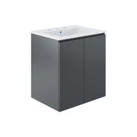Modway - Bryn Support mural de 24" Vanette de salle de bain - Gris blanc-Vanité de salle de bain moderne