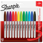 Sharpie - Marqueurs permanents − Pointe fine − Couleurs variées − Paquet de 12-Marqueur permanent de type stylo à pointe fine